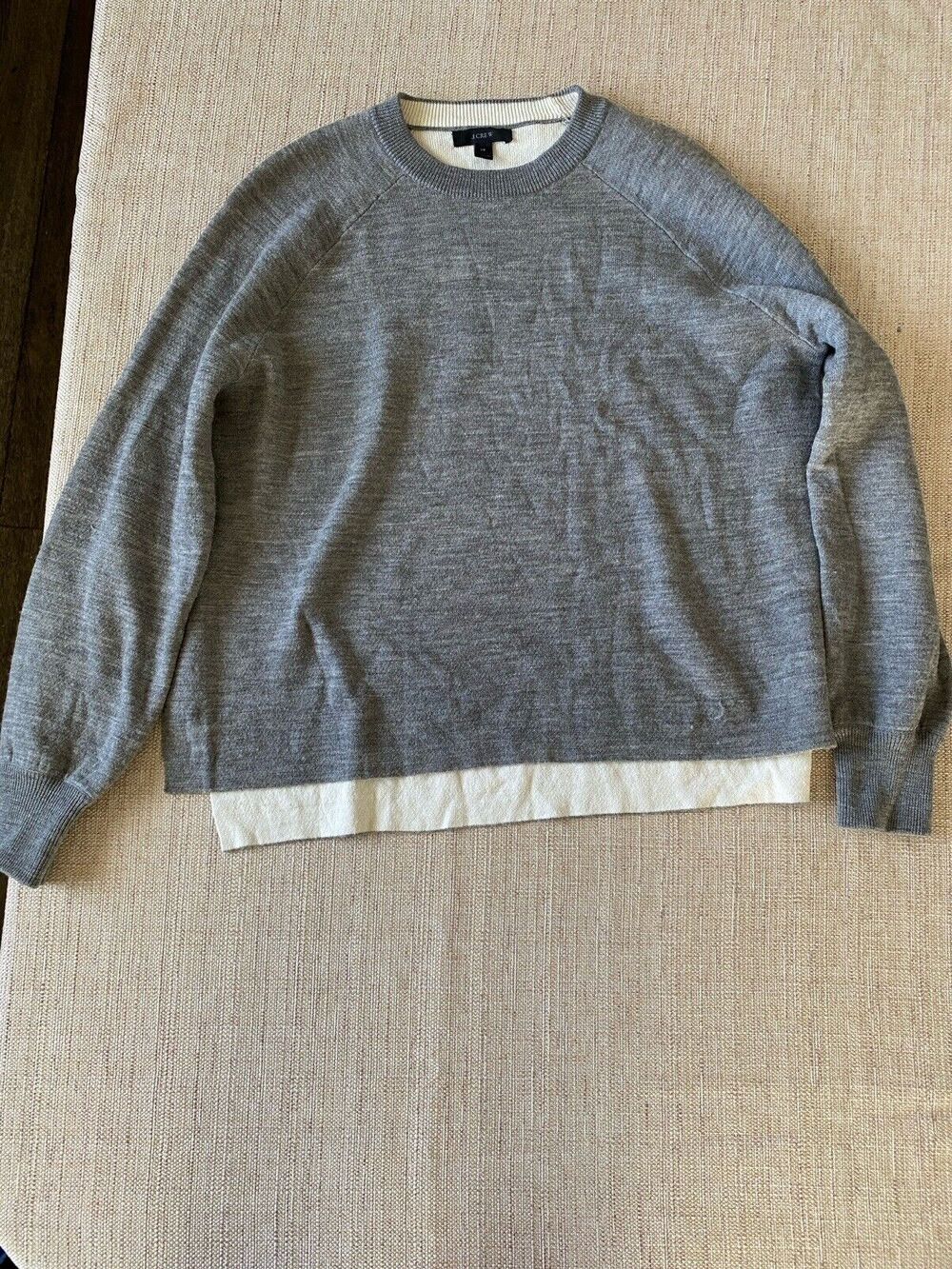 J. Crew Women's Merino Wool Sweater Oversized Side Slit Gray Crew neck XS